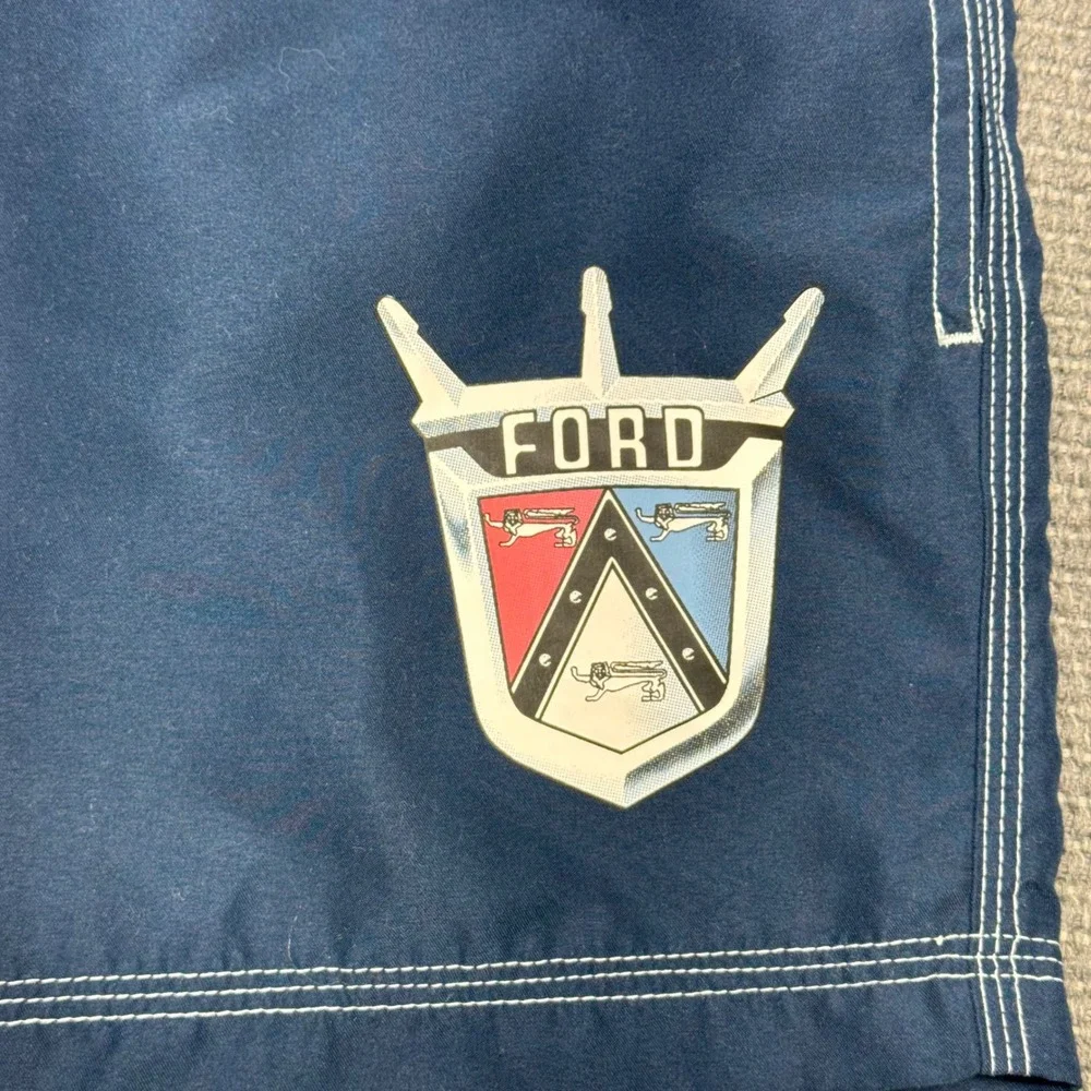 PacSun‎ Ford Motors Board Shorts Mens 32 Navy Blue Swim Trunks Vintage Logo 9170
